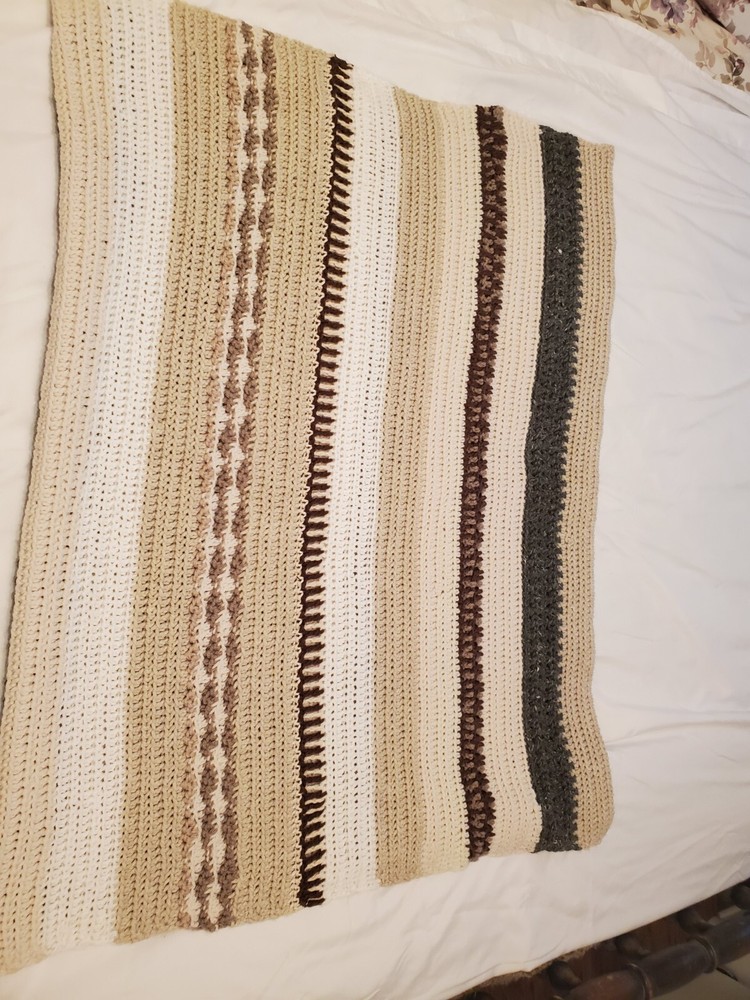 Beautiful Handmade Earth Tone Textured Crochet Throw