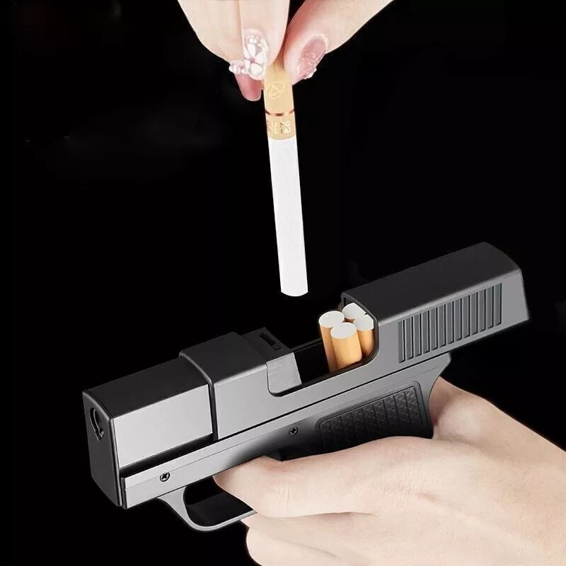 1-5pc Unique Butane Cigarette LIGHTER&CASE Adjustable Jet Torch Flame Pistol Gun