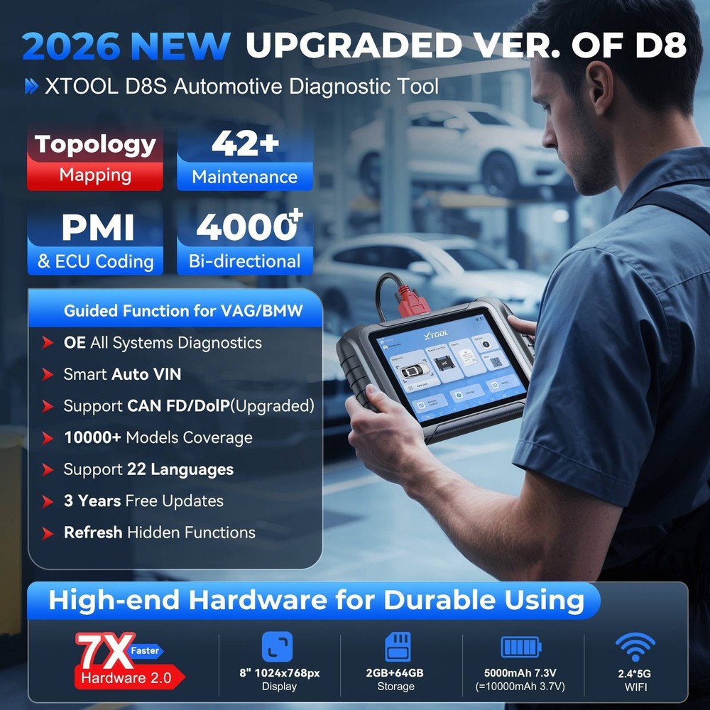 XTOOL D8S Bidirectional OBD2 Scanner Topology Map Diagnostic Tool Key Programmer