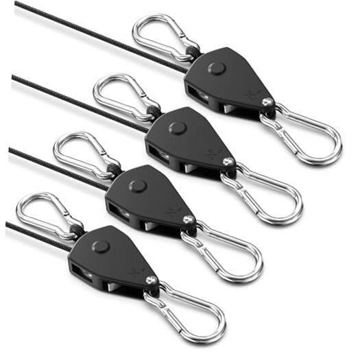 Retractable Heavy Duty Ratchet Tie Down Straps [4 Pack, 8ft, 1/8" 4-Pack