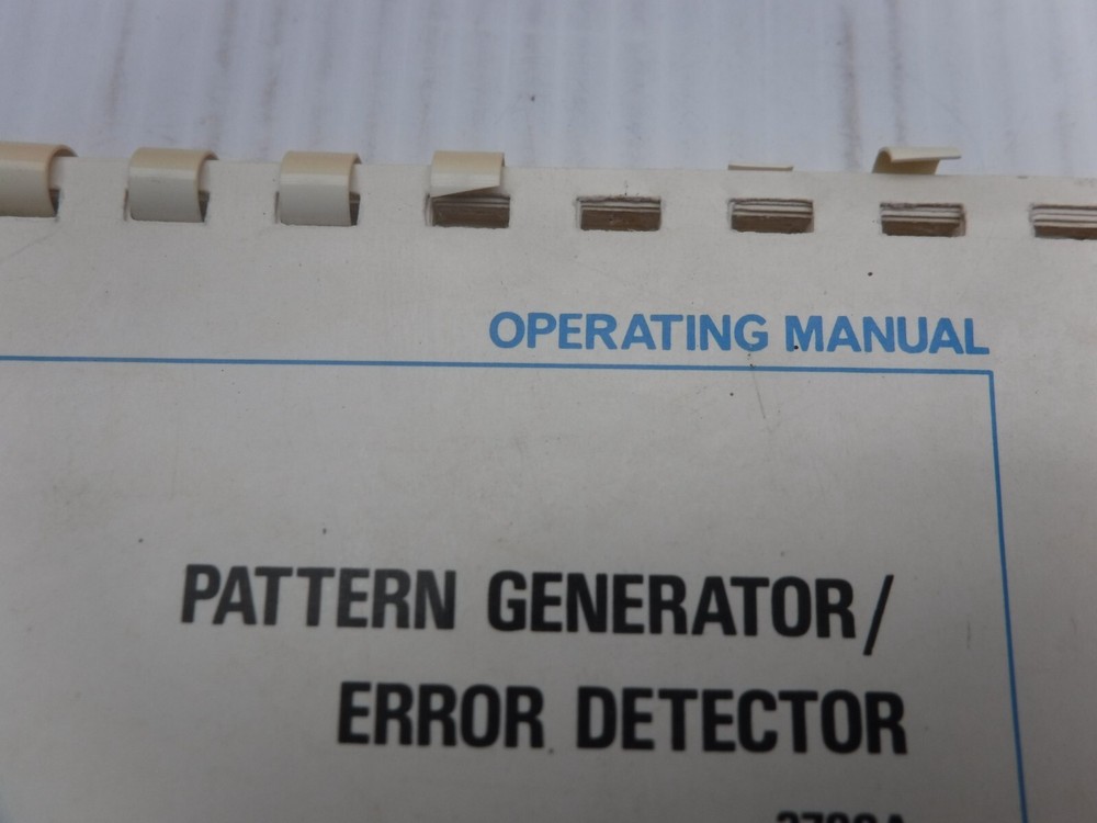 Hewlett Packard 3780A Pattern Generator / Error Detector Manual 03780-90021