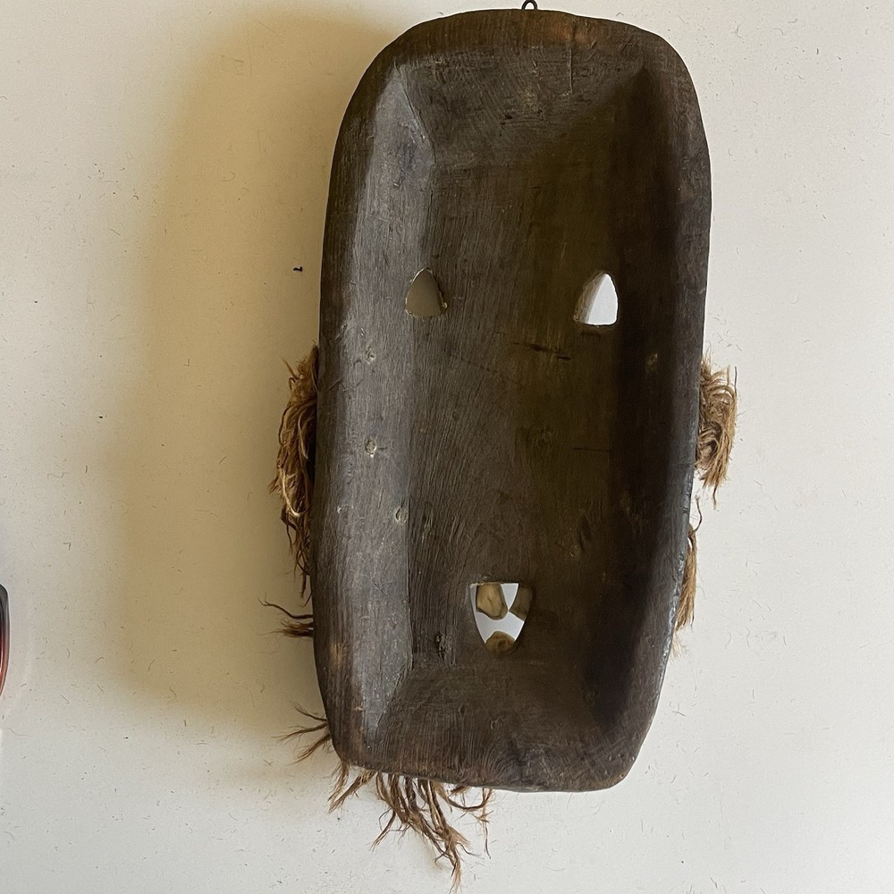 Luba-Warega (Lega) Mask - DRC Congo - Animal Teeth & Raffia - 13"