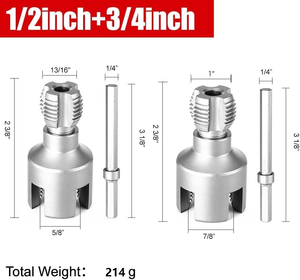2 Pcs Carbon steel Water Pipe Threading Tool Integrated Internal & External Pipe