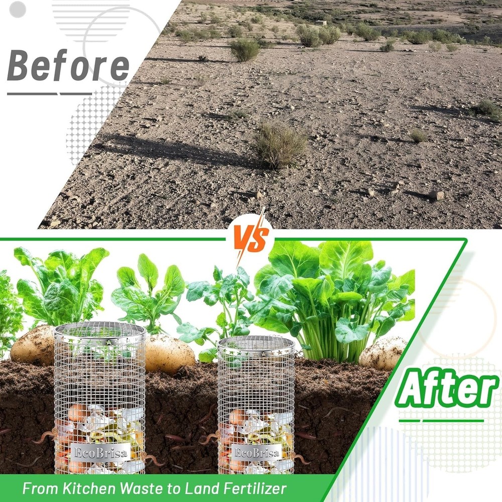 2-Pack Underground Worm Composting Bins – Compact Metal Design for Efficiency