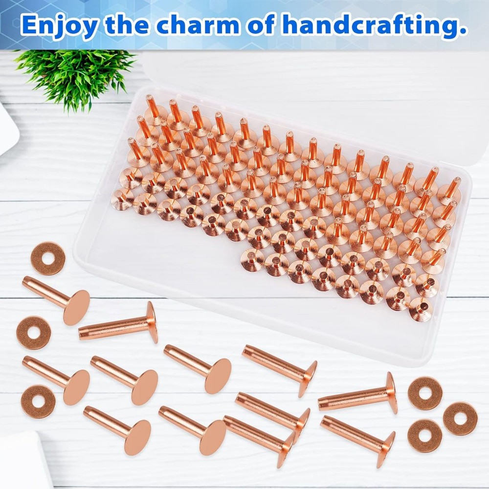 77set/pack Easy-to-install 2-size #9 Copper Rivets For Home DIY Leather Working