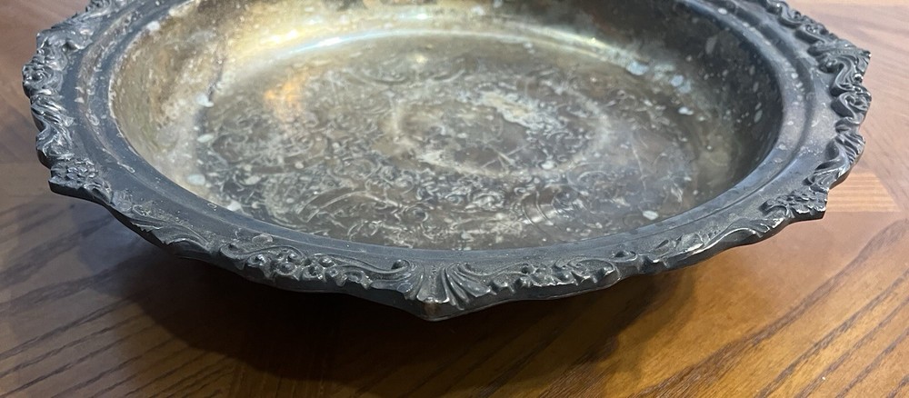Vintage Silver Plated Round Footed Serving Tray