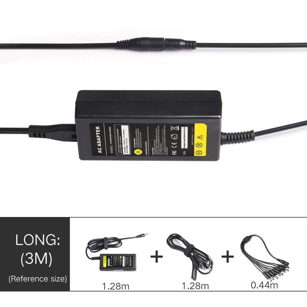 DC 12V 5A UL Power Supply Adapter or 8 Split Cable For CCTV Security Camera NVR