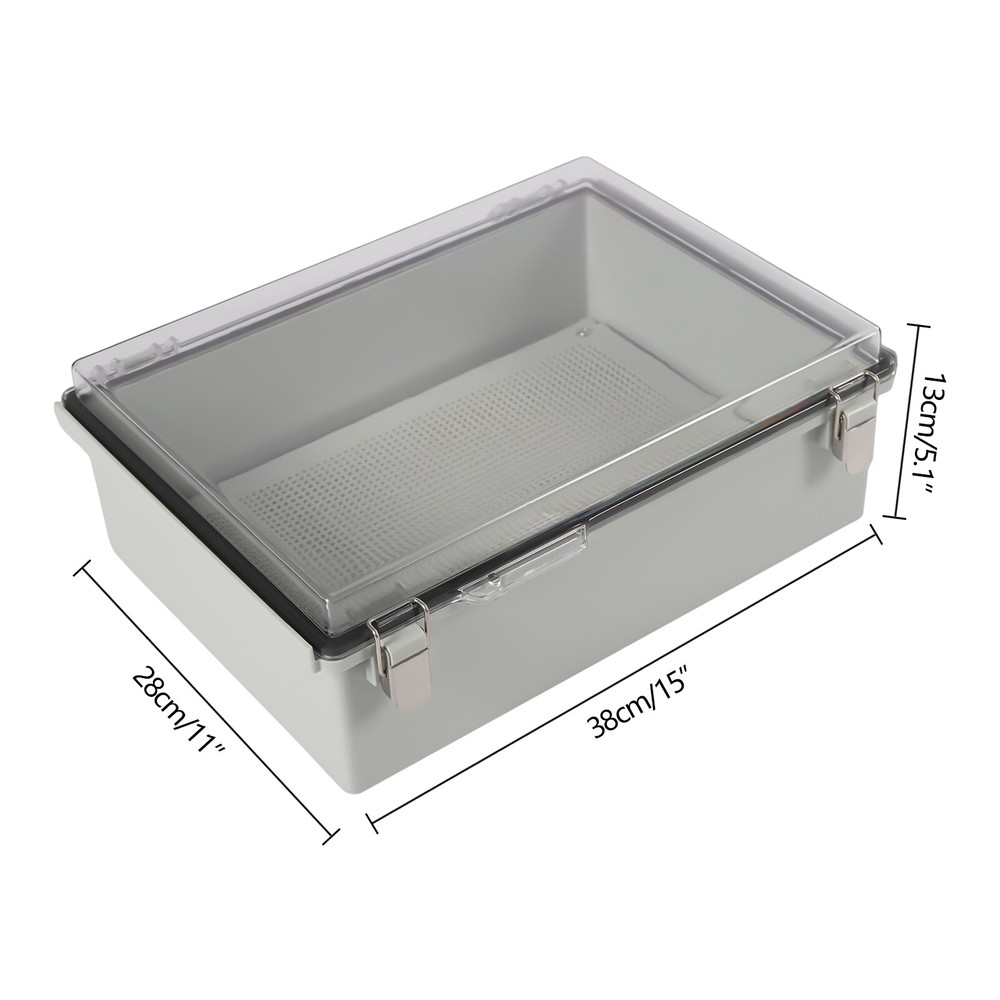 Clear/Grey Enclosure Wall Mount ABS IP67 Hinged Compact Cover Latch Junction Box