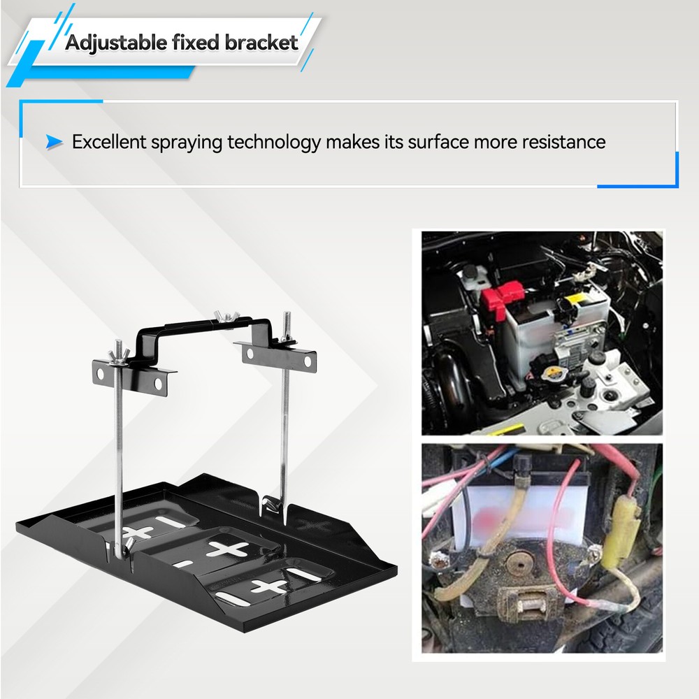 Storage Battery Holder Adjustable Tray + Hold Down Clamp Bracket Kit Universal