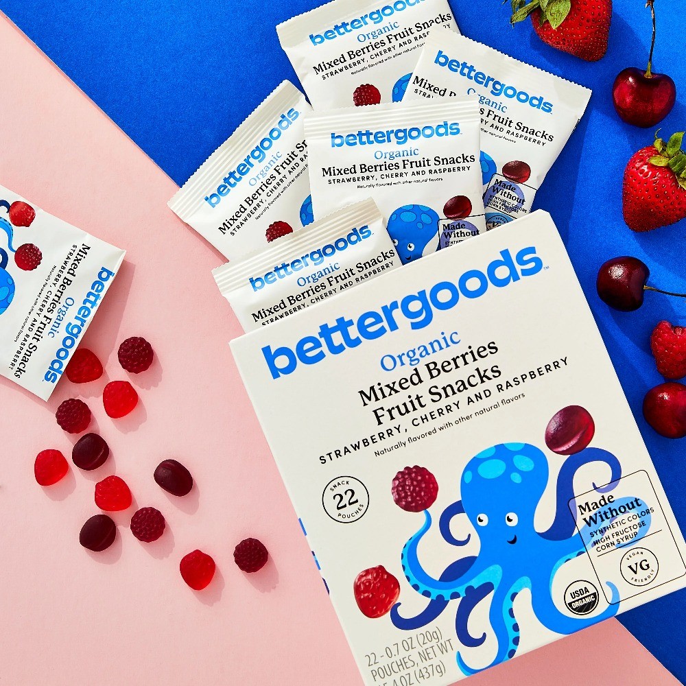 bettergoods Organic Mixed Berry Fruit Snacks, 0.7 oz, 22 Count