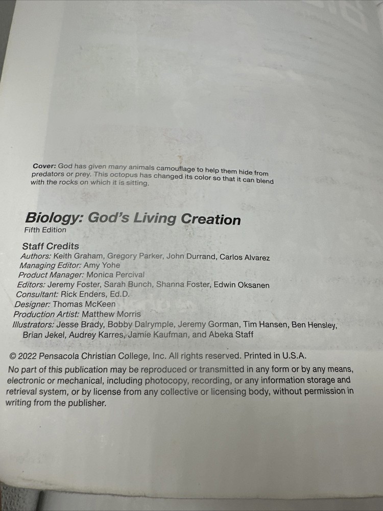 ABeka Biology Student Text (5th Edition) 10th Grade Science