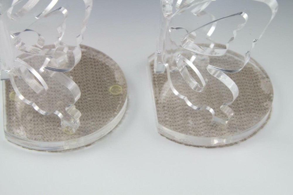 Lucite Acrylic Clear Plastic Butterfly Bookends