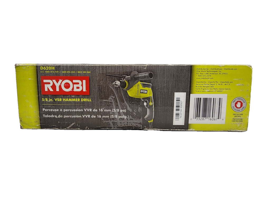 RYOBI D620H 5/8" 6.2 Amp Variable Speed Dial Heavy Duty Hammer Drill