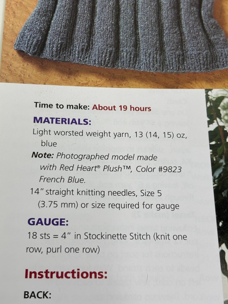 Very Suitable Sweater 19 hour Project Knitting Pattern Pages From Book