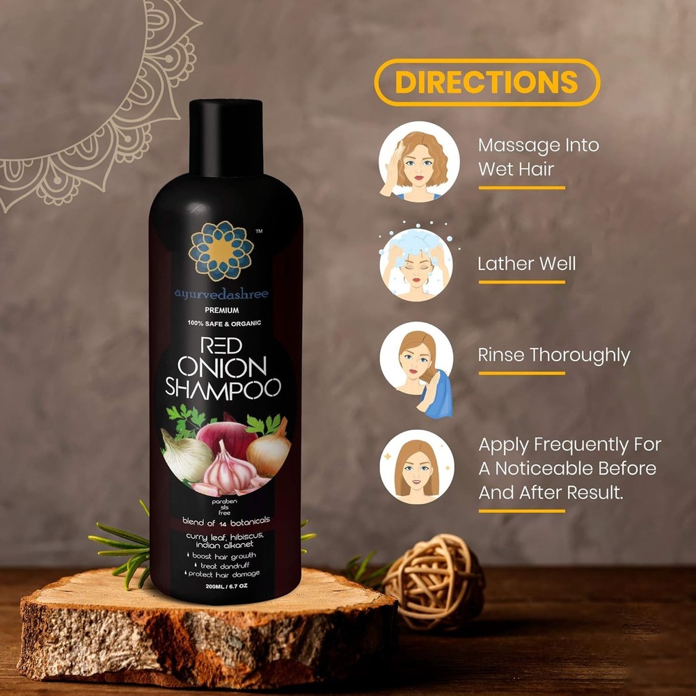 Red Onion Hair Growth & Fall Control Shampoo – With Curry Leaf,...