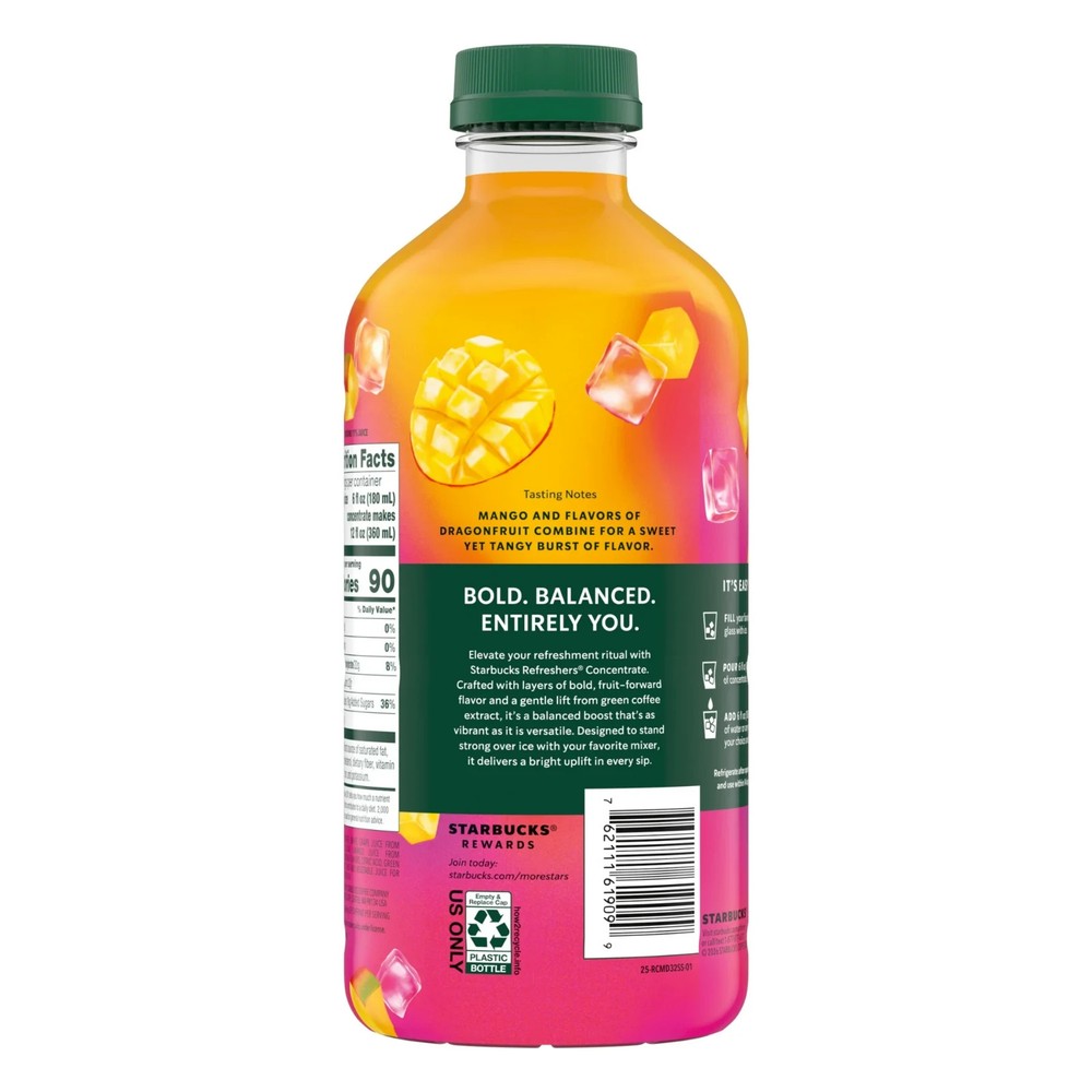 Starbucks Refreshers Concentrate Mango Dragonfruit,Refreshing Drink,32 fl oz.