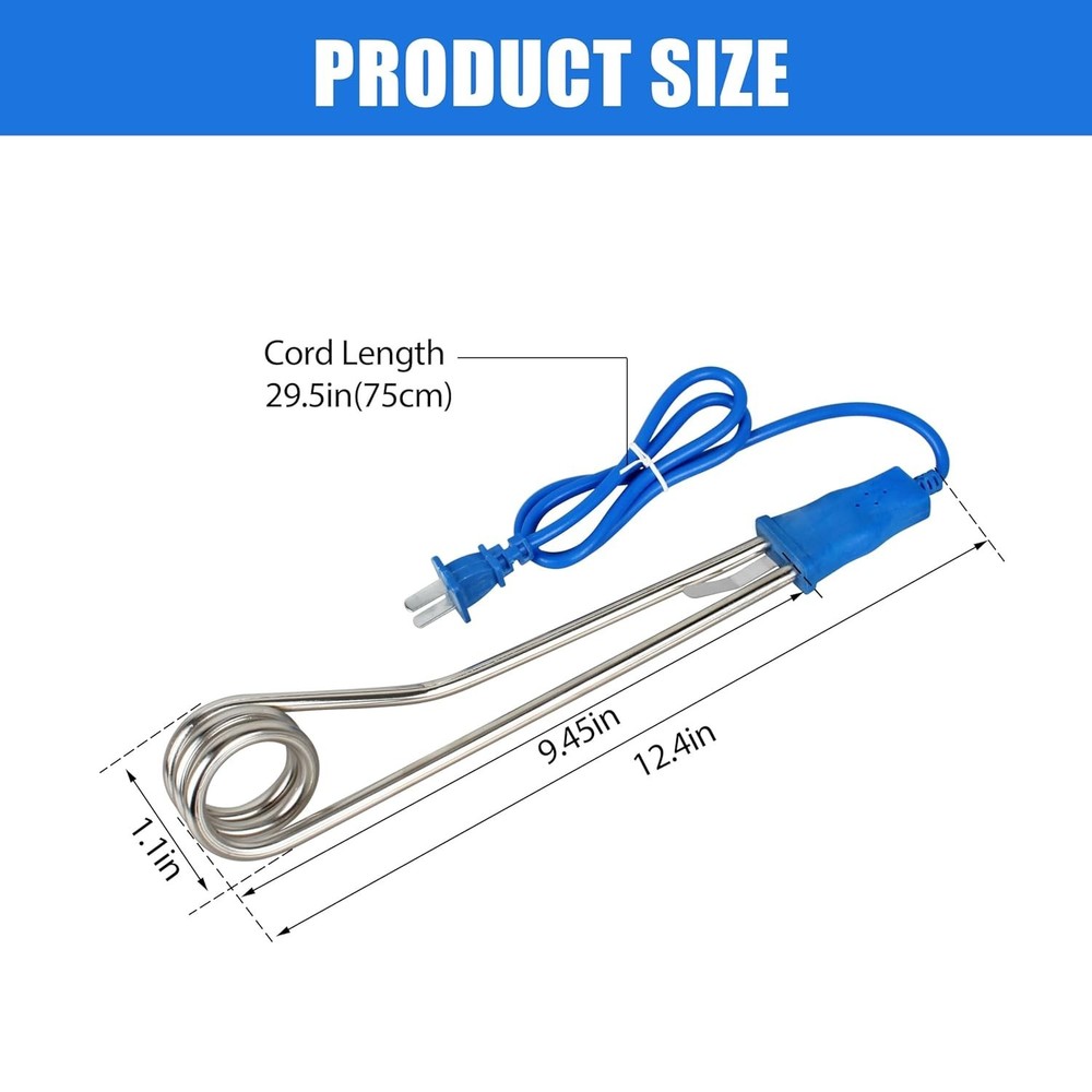 Immersion Heater, Sumersile Water Heater，1500W/1000W-110V Portale Electric Im...