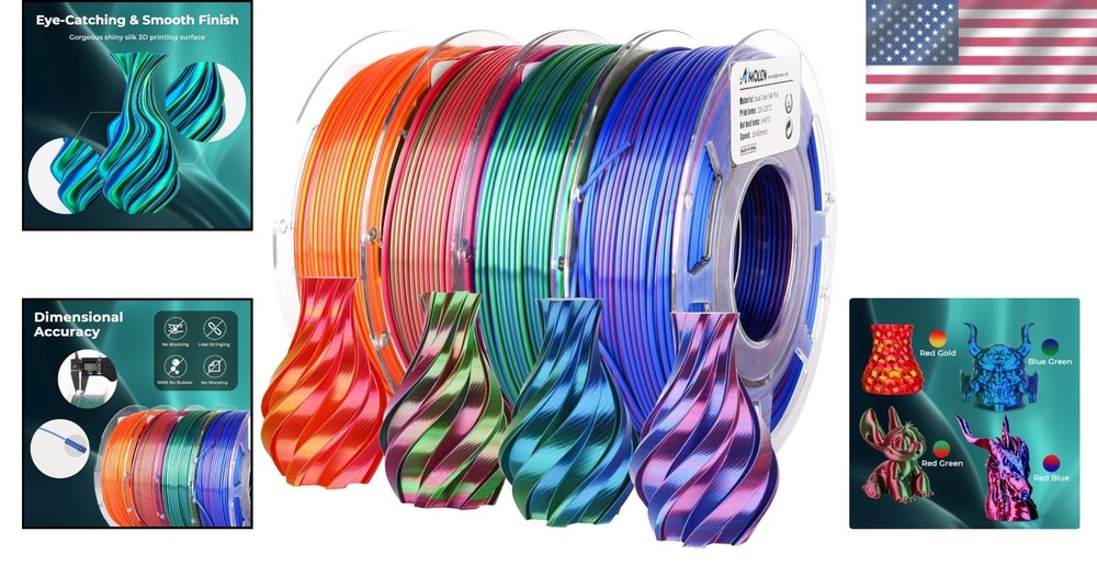 Silk Dual Color 3D Printer Filament Bundle