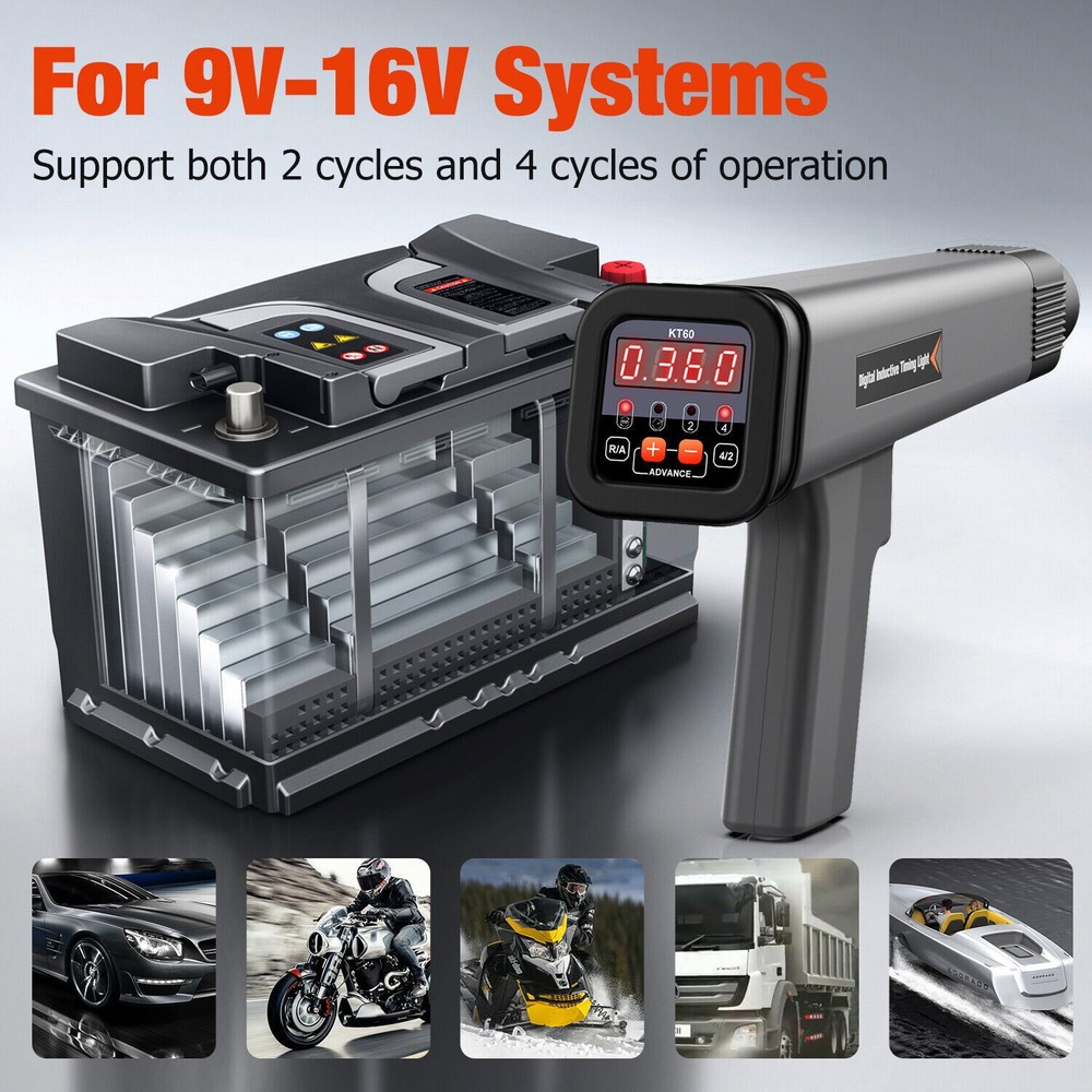 Digital Timing Light Gun Automotive Engine Inductive Ignition 2&4 Stroke