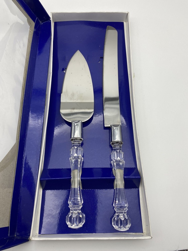 CAKE SERVER & KNIFE Nice Cake Server & Knife Set with Acrylic Handles w/box