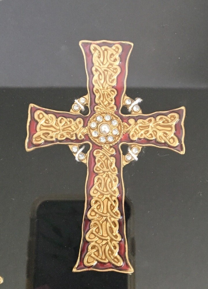 Enameled Christianity Crosses Mounted In Shadow Box Frame