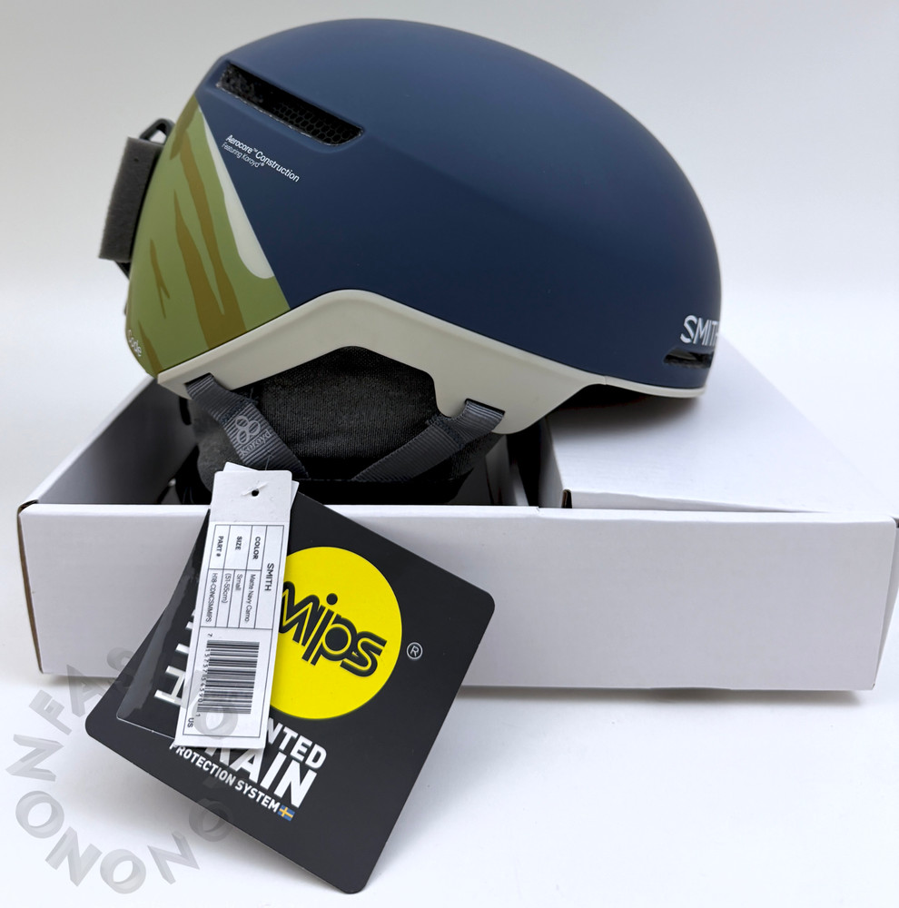 Smith Code Ski/Snowboard Helmet Mips Boa Matte Navy Camo S Retail $210! Box Dent