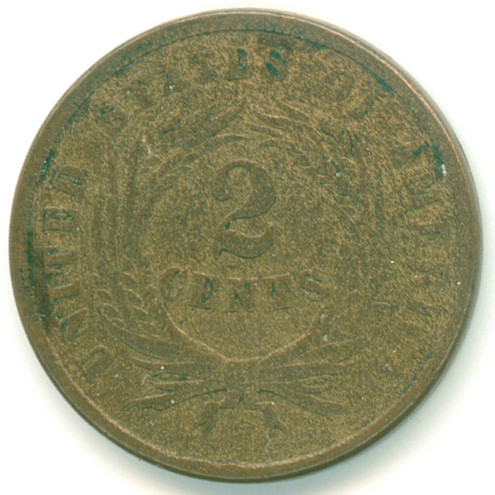 1865 Two Cent Piece Piece Original Coin