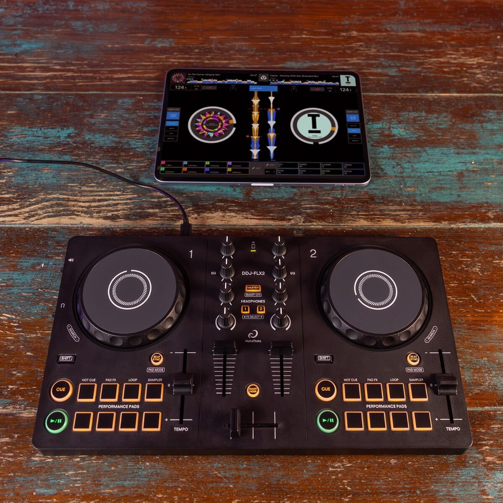 AlphaTheta DDJ-FLX2 Compact Beginner 2-Channel Serato DJ Controller, Laptop S...