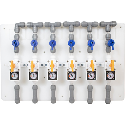 Duotight Draft Regulator Board | Gas Manifold | 6 Way w/ Valves & all shown
