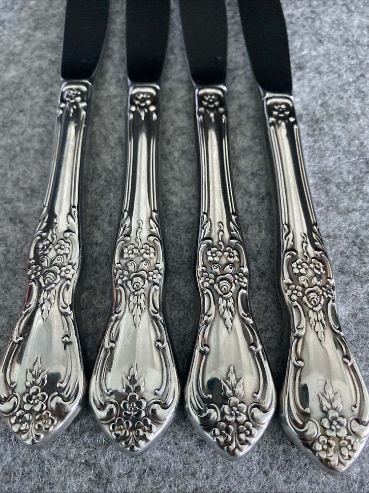 4 Oneida Distinction KENNETT SQUARE Stainless HH Dinner Knives Flatware