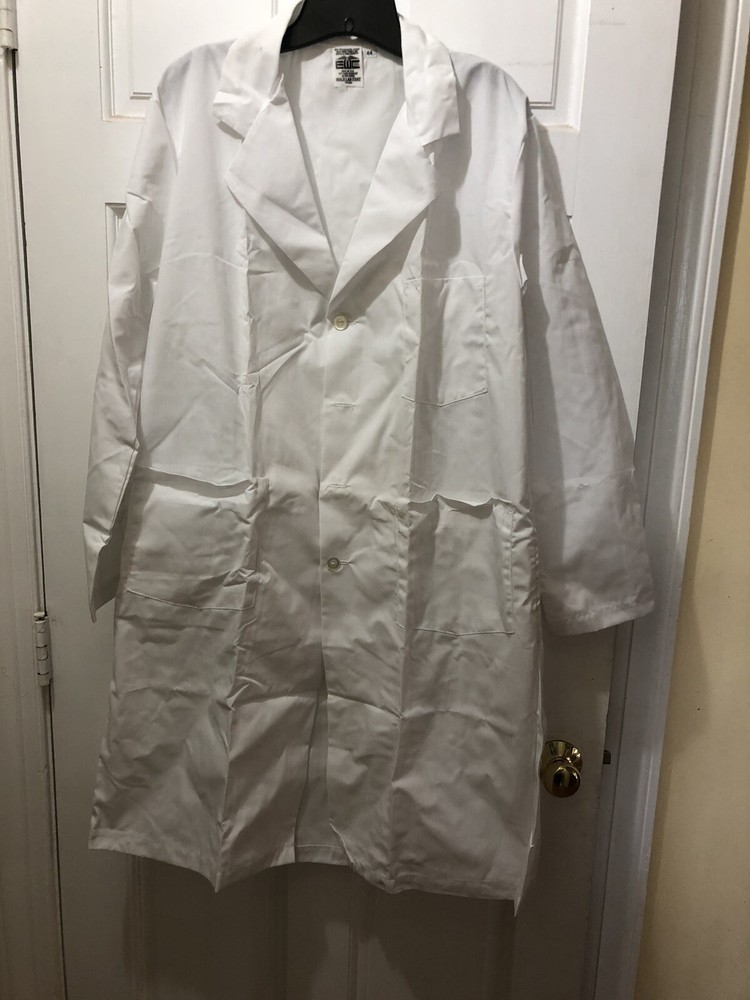 Lab Coat size 44 New long  55% poly/35 % cotton   EW Inc 