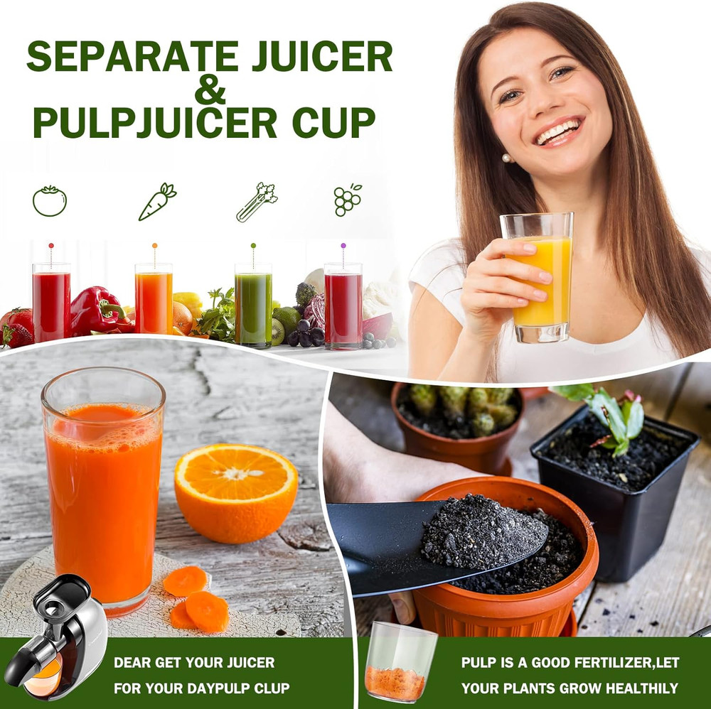 Cold Press Masticating Juicer Machine - 90% Yield Reverse System, Quiet Motor fo