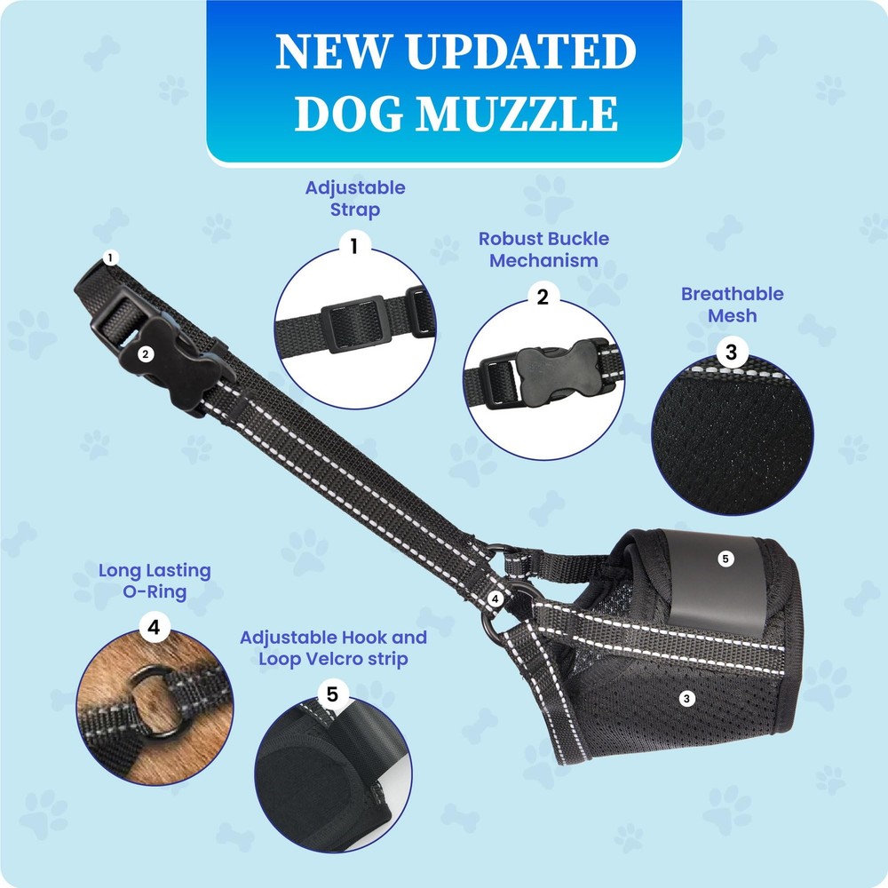 Dog Muzzle for Small Dogs - Soft Nylon Breathable Small, Black