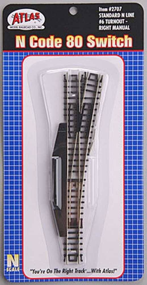 N Code 80 Nickel Silver #6 Manual Switch Right Atlas Trains Small, Black