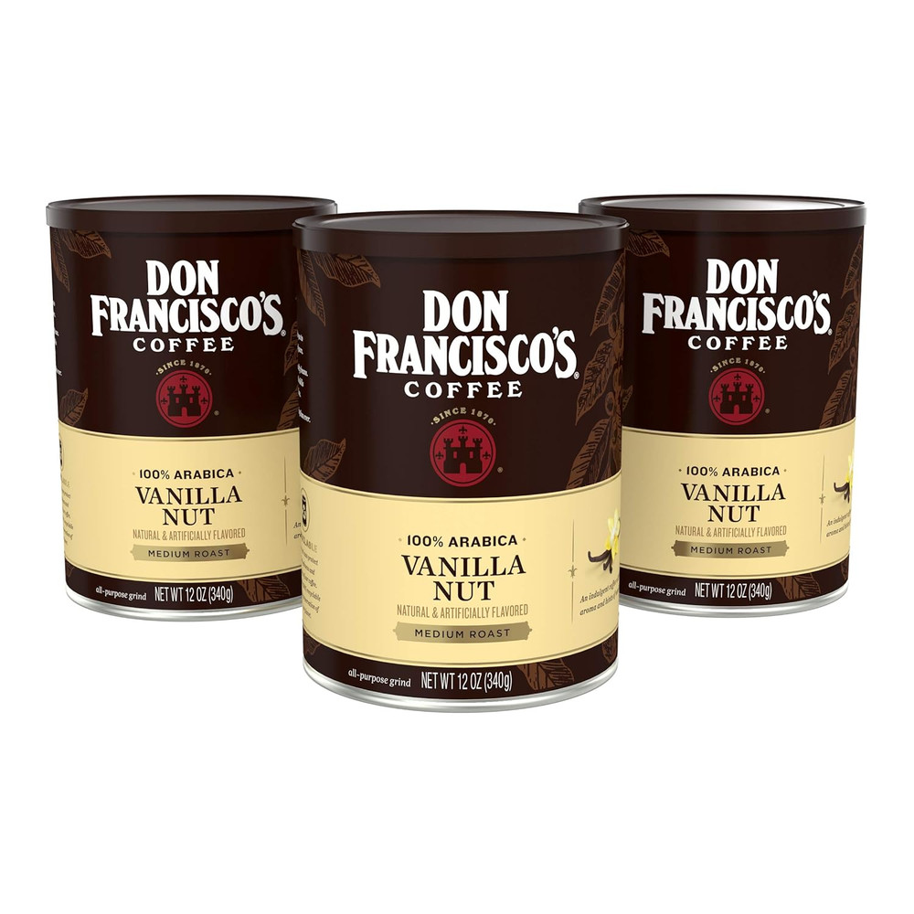 Vanilla Nut Flavored Ground Coffee (3 x12 oz Cans)