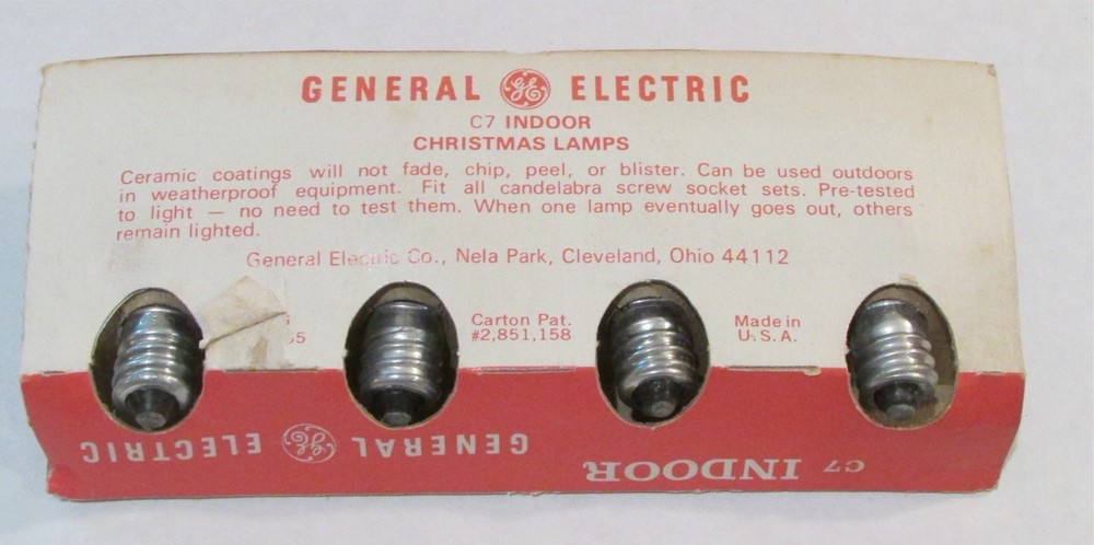 12 VTG C7 Christmas Light Replacement Bulbs Work Blue GE Scroll Circle Package