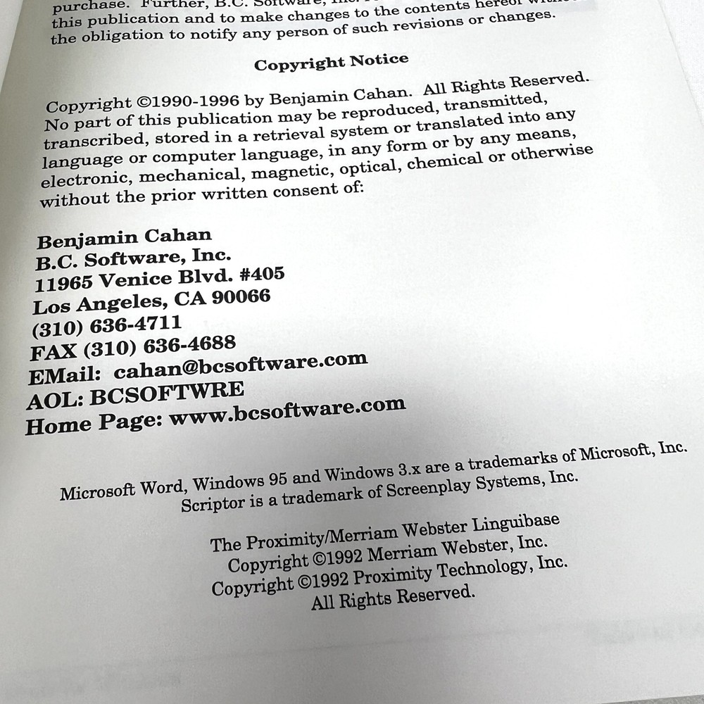 Windows Final Draft User Manual Windows 92 Professional Screen Writing Software