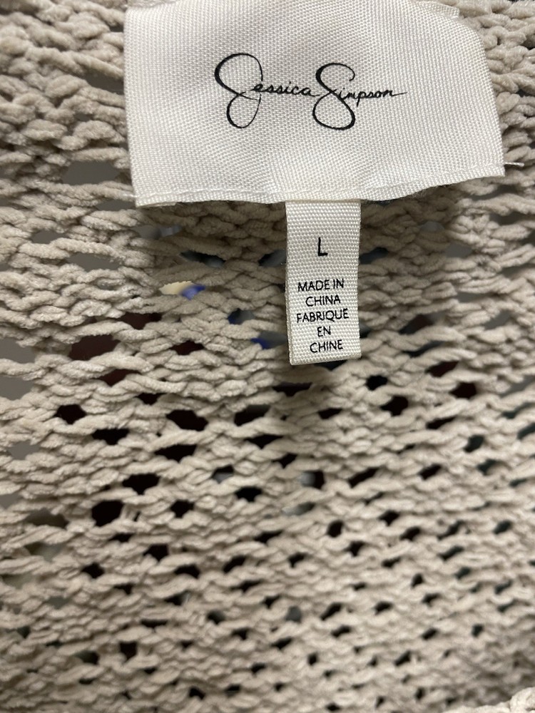 Jessica Simpson Beige Size L Pullover Crochet Sweater