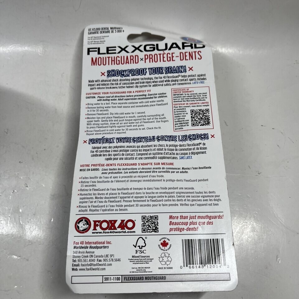 Fox40 Flexxguard Mouth Guard Piece W/ Tether And Case Junior Size