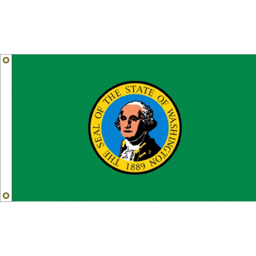 WASHINGTON LOGO EMBLEM 3X5 STATE FLAG