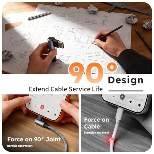 USB C Splitter Multi Charging Cable, Right Angle USB C 1Pack5FT Blue_Grey_Red