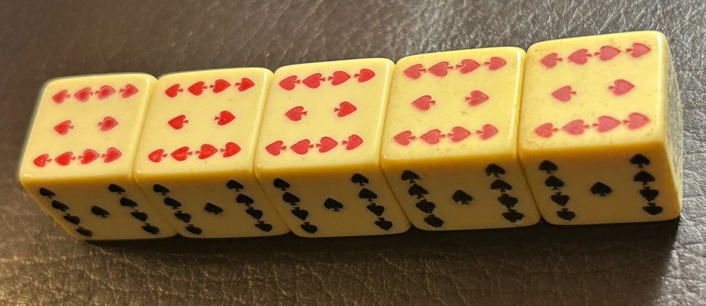 Vintage Celluloid Poker Dice 5