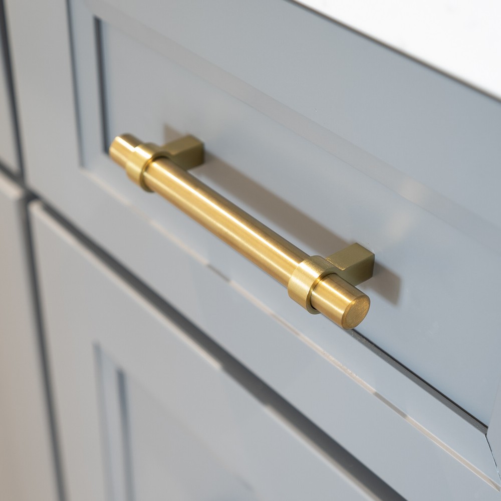Gold Satin Brass Brushed Modern Cabinet Handles Pulls Kitchen Hardware Stainless