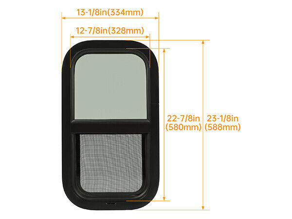 2 Pack 12 x 22 Wall Vertical RV Window Cargo Trailer W/ Screen & Trim Ring