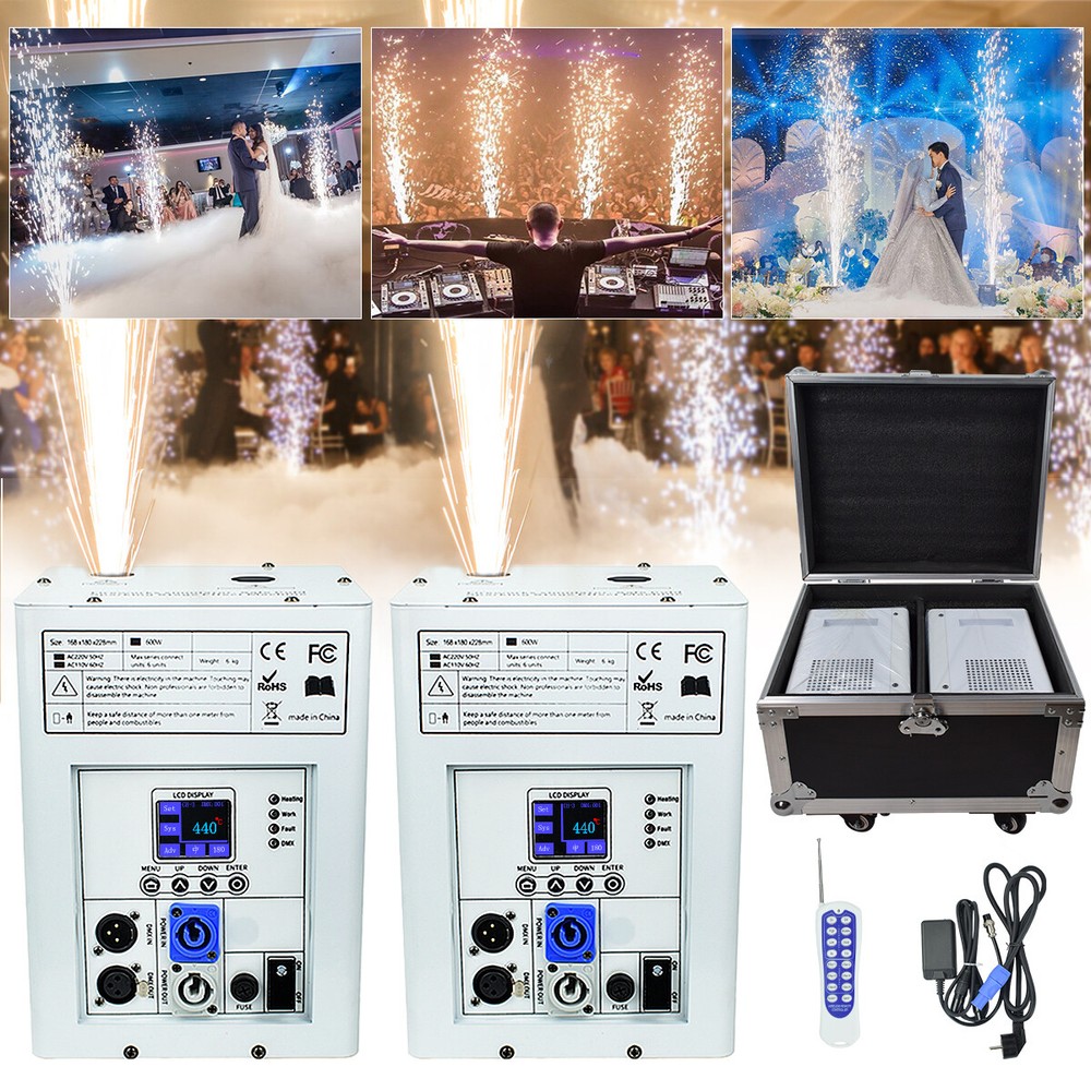 2PCS 750W Cold Spark Machine Stage Effect Firework Machine with Road Case