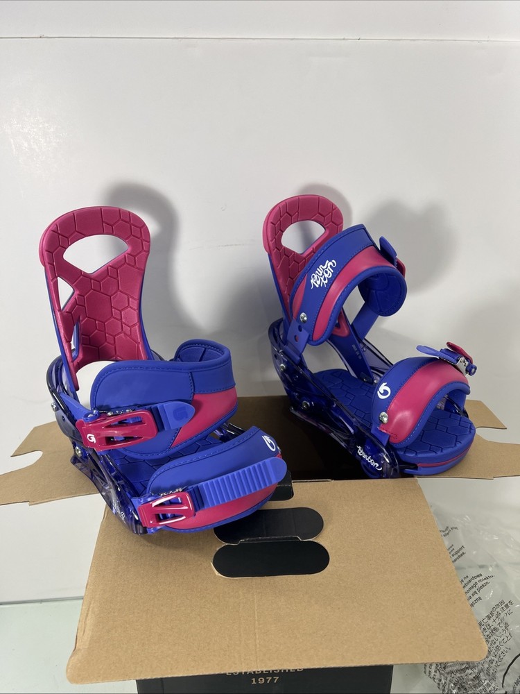 Burton Scribe SMALL SnowBoard Bindings Deja Blue Boot Size 4-6 .