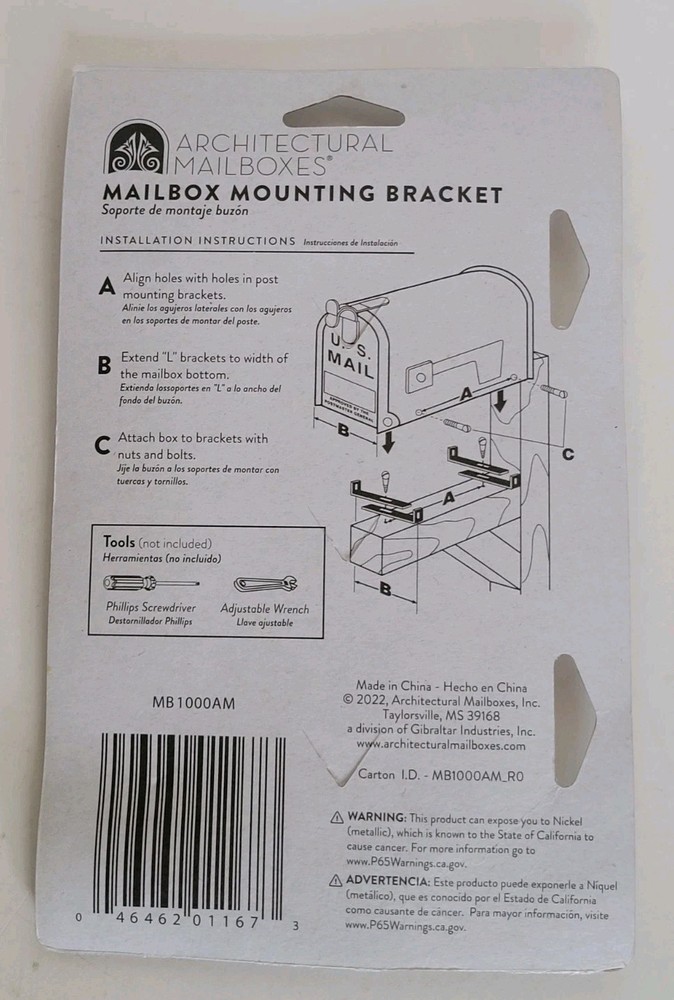 Architectural Mailboxes Black Galvanized Steel Mailbox Mounting Board & Bracket