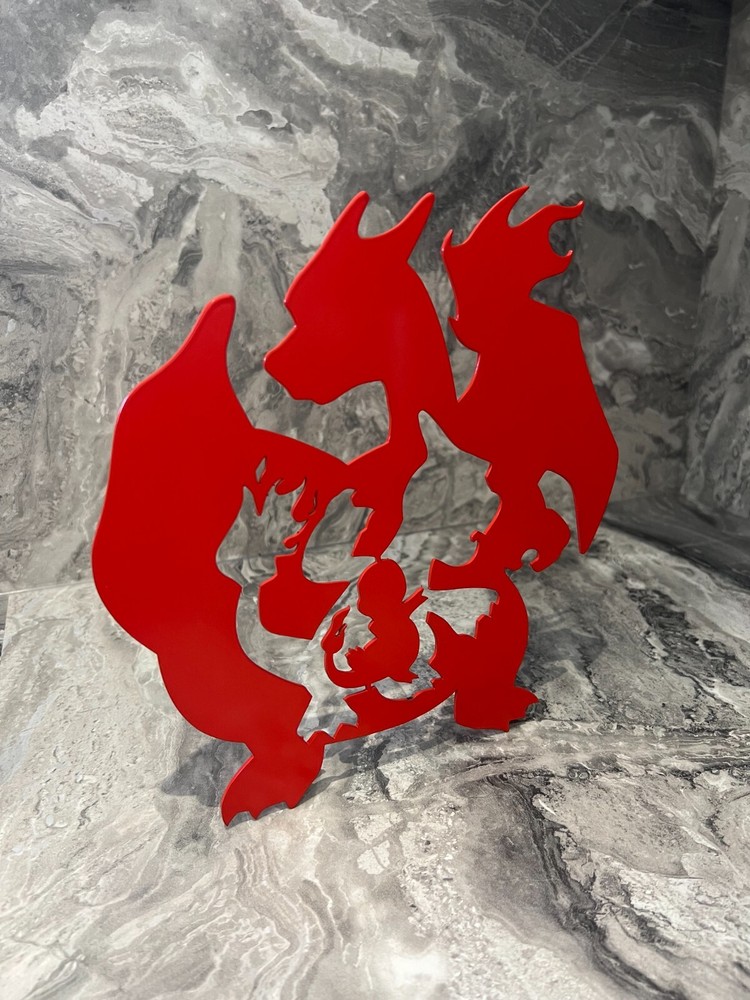 Charizard evolution -Laser cut steel - powder coated Red