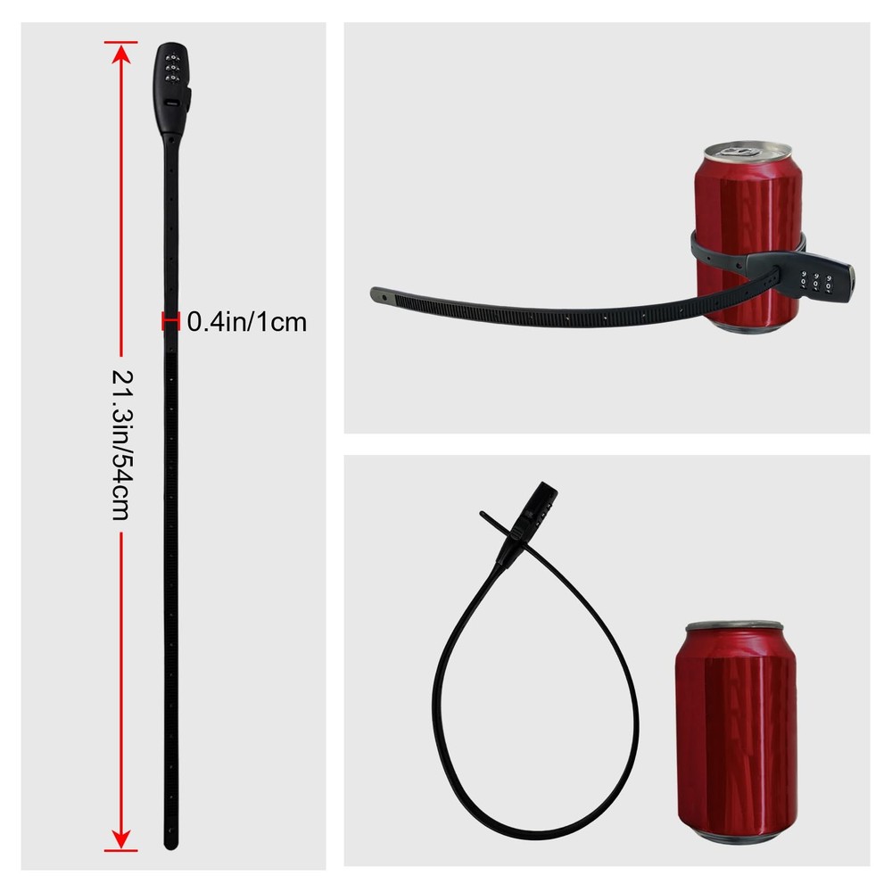 2 Pack Adjustable Zip Tie Lock 20" | 3-Digit Combo for Bikes, Helmets, Luggage