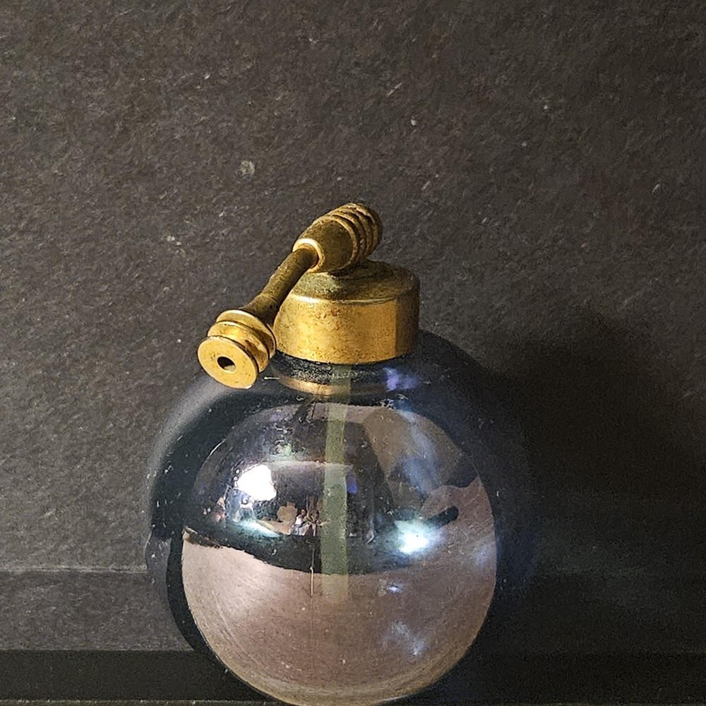 Vintage Perfume Atomizer Empty Peacock Blue Purple Bottle